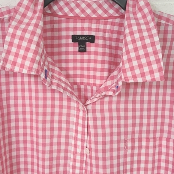 PLUS TALBOTS PINK CHECKED COTTON BLOUSE SZ 20W - Picture 3 of 7